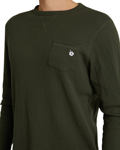 Mens - Long Sleeve T-Shirt - Waffle - Companion - Moss
