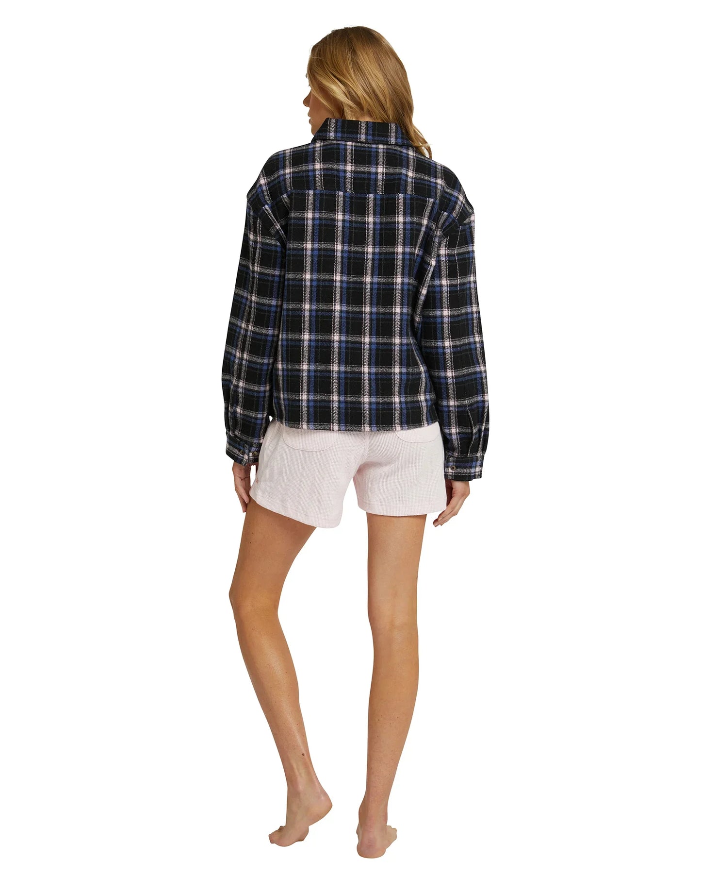 Womens - Long Sleeve Flannel Shirt - Roadtrip - Navy/Pink