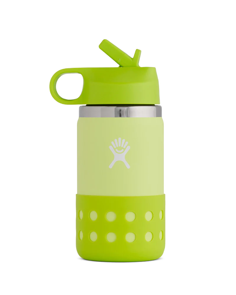 Hydroflask Drink Bottle - 12 OZ KIDS WIDE MOUTH STRAW LID AND BOOT HONEYDEW