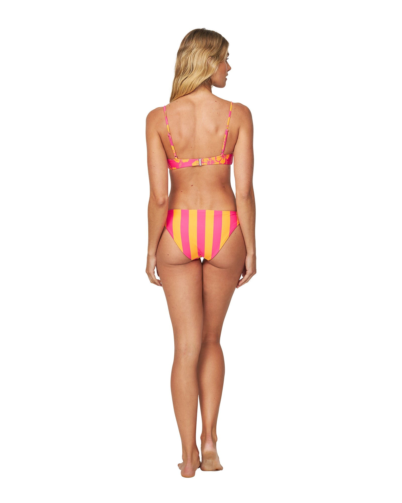 Womens - Swim Bottom - Revo Ariel - Reversible Hibiscus Melon Pink / Melon Pink Stripe