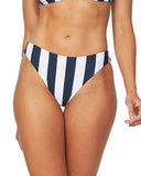 Womens - Swim Bottom - High Cut - Goldie - Classic Stripe Navy