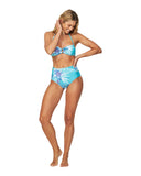 Womens - Swim Bottom - High Waist Bikini - Hallie - Tropical Hibiscus Aqua