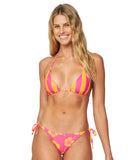 Womens - Swim Bottom - Tie Side - Revo Poseidon - Reversible Hibiscus Melon Pink / Melon Pink Stripe