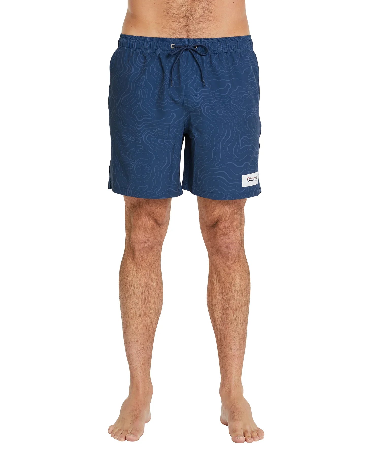 Mens - Stretch Swim Short - Mapped Waves - Navy
