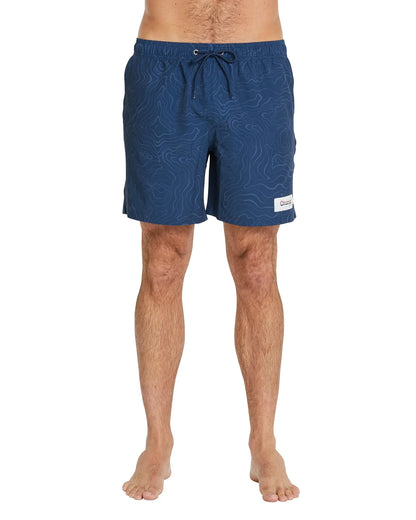 Mens - Stretch Swim Short - Mapped Waves - Navy