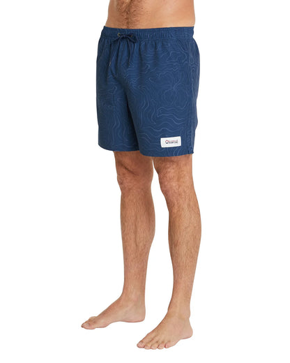 Mens - Stretch Swim Short - Mapped Waves - Navy
