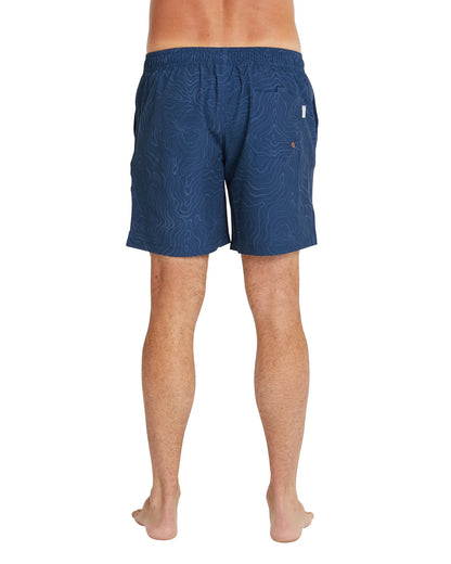Mens - Stretch Swim Short - Mapped Waves - Navy