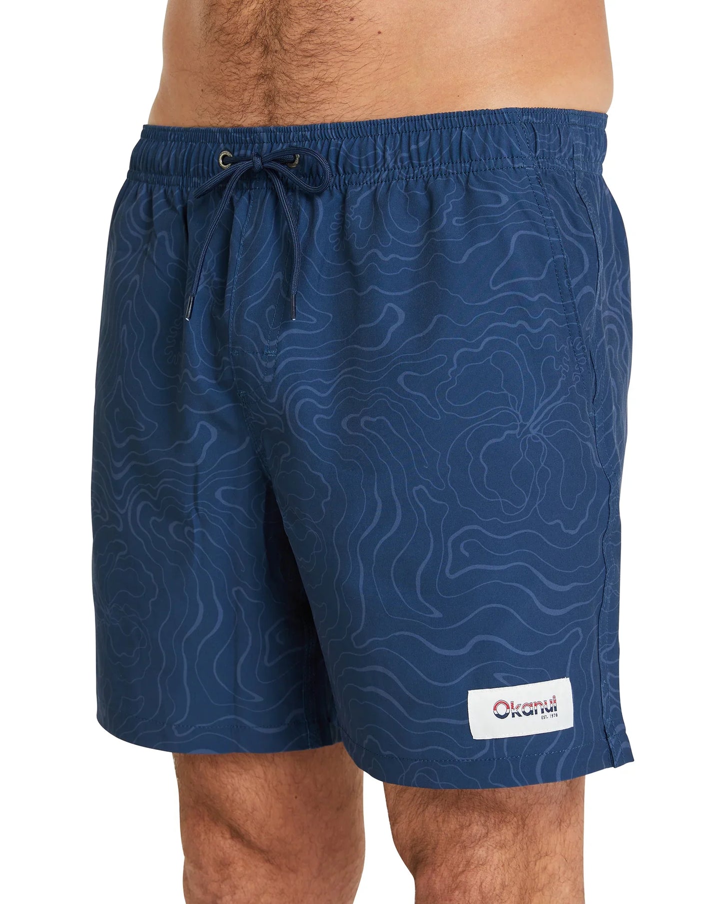 Mens - Stretch Swim Short - Mapped Waves - Navy