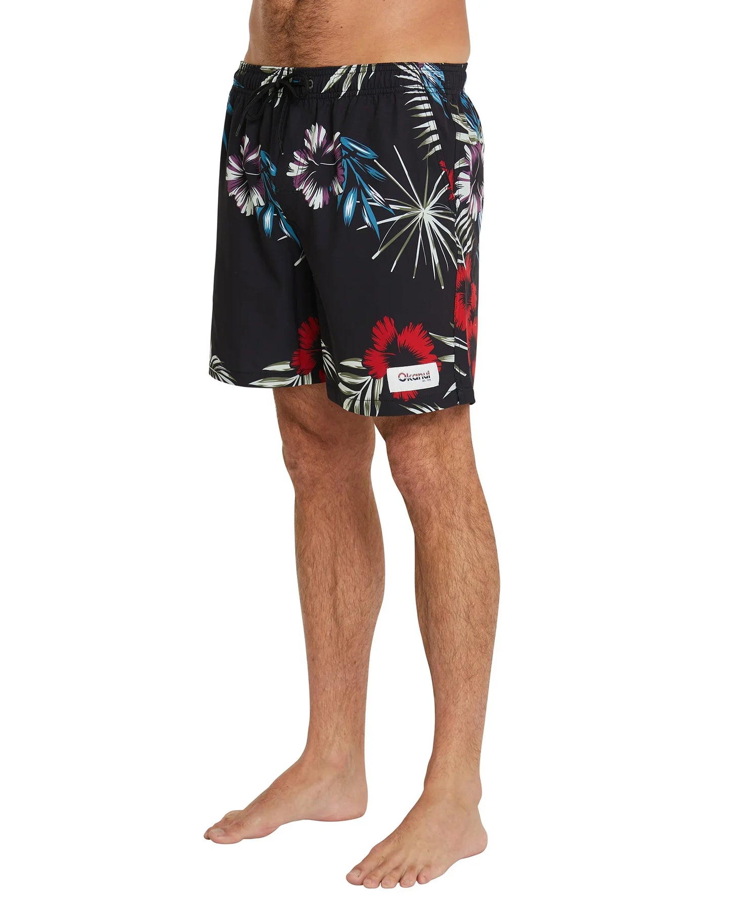 Mens - Stretch Swim Short - Midnight Palms - Black