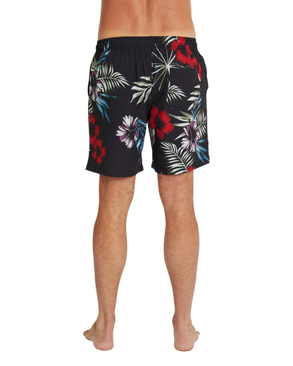 Mens - Stretch Swim Short - Midnight Palms - Black