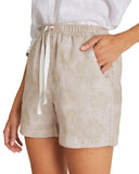 Womens - Linen Shorts - Hibiscus - Natural