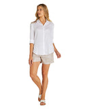 Womens - Long Sleeve Linen Shirt - White