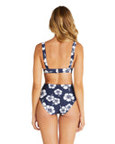 Womens - Swim Bottom - High Waist Bikini - Hibiscus Navy