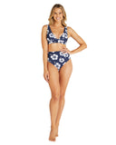 Womens - Swim Top - Trapezium Bikini Top - Hibiscus Navy
