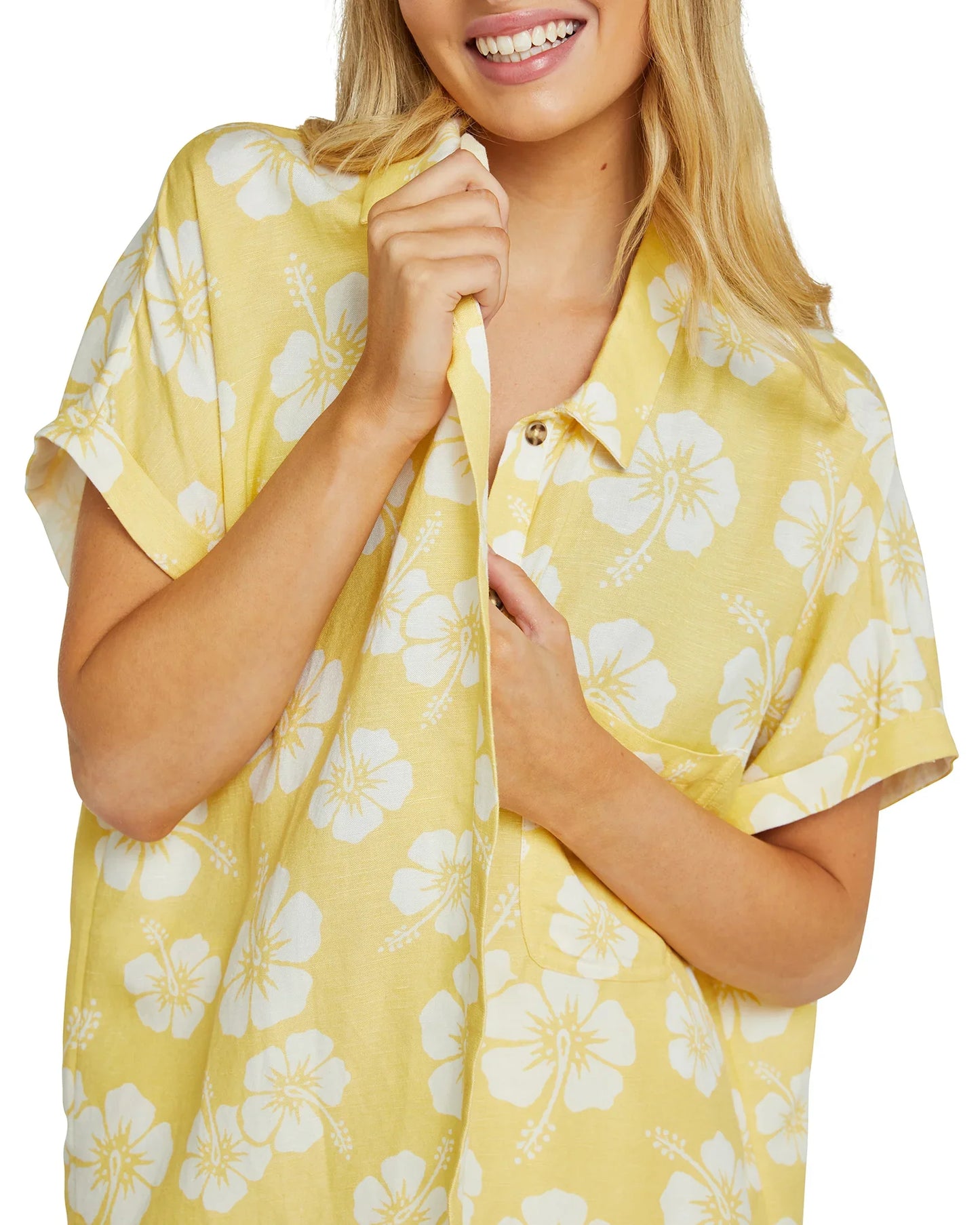 Womens - Short Sleeve Shirt - Hibiscus Popcorn